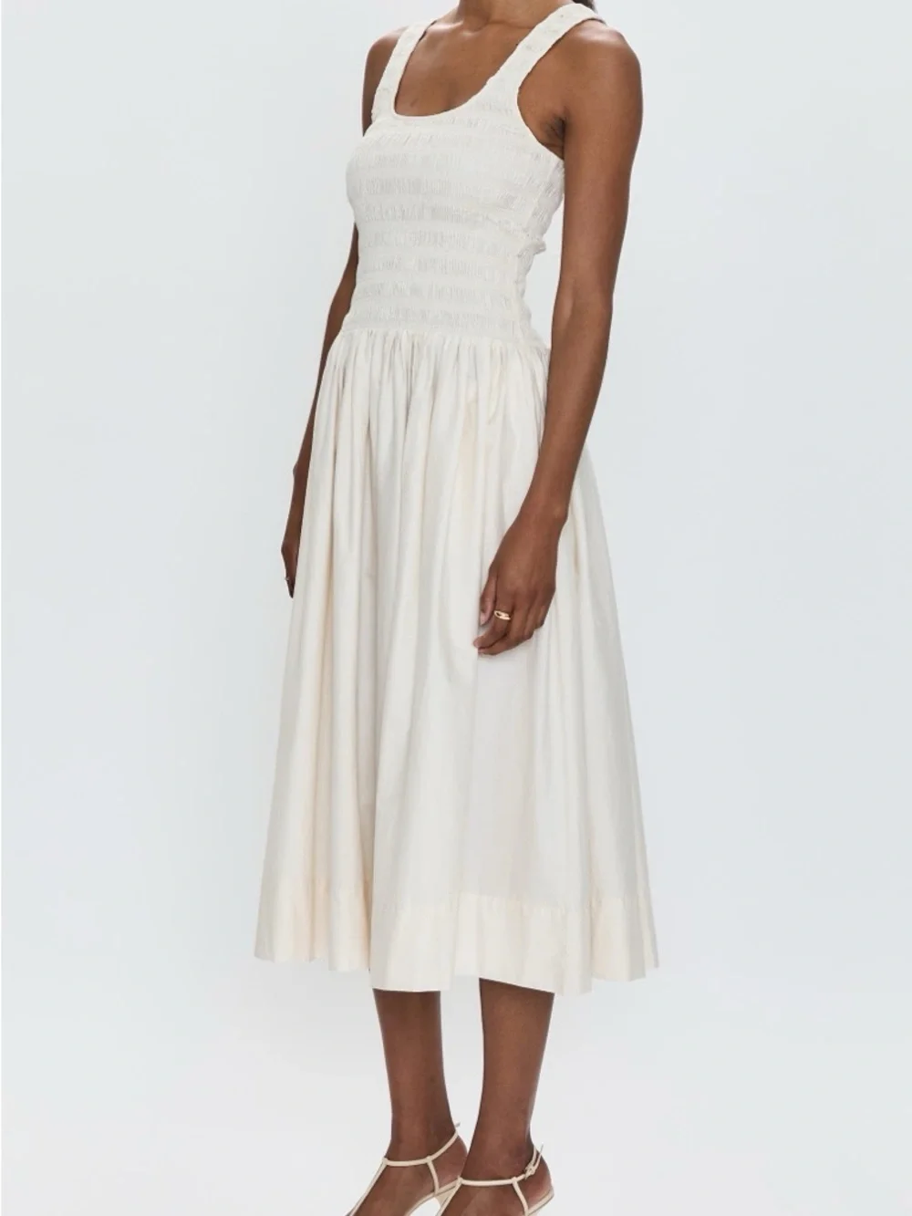Nwot Alessia Smocked Tank Midi Dress in Cream - Picture 5 of 5